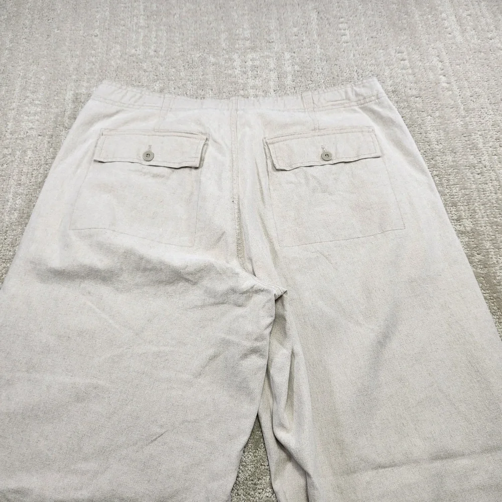 Vintage Express Pants Men Medium Baggy Linen Cotton High Rise Trouser Drawstring